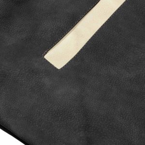 Concert Outfit Contrast Color Suede PU Leather Jacket