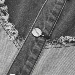 Concert Outfit Contrast Denim Heart Stitching Street Rap Vest