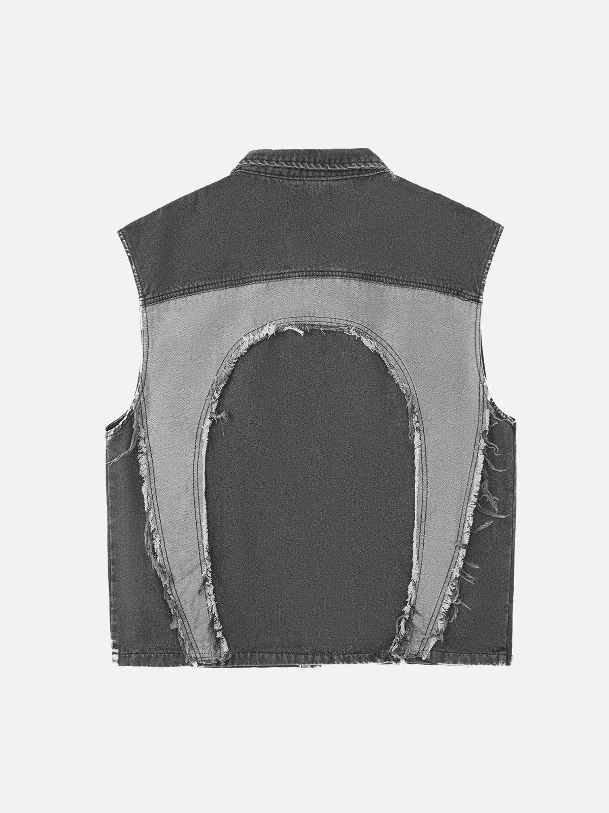 Concert Outfit Contrast Denim Heart Stitching Street Rap Vest Concert Outfit Contrast Denim Heart Stitching Street Rap Vest