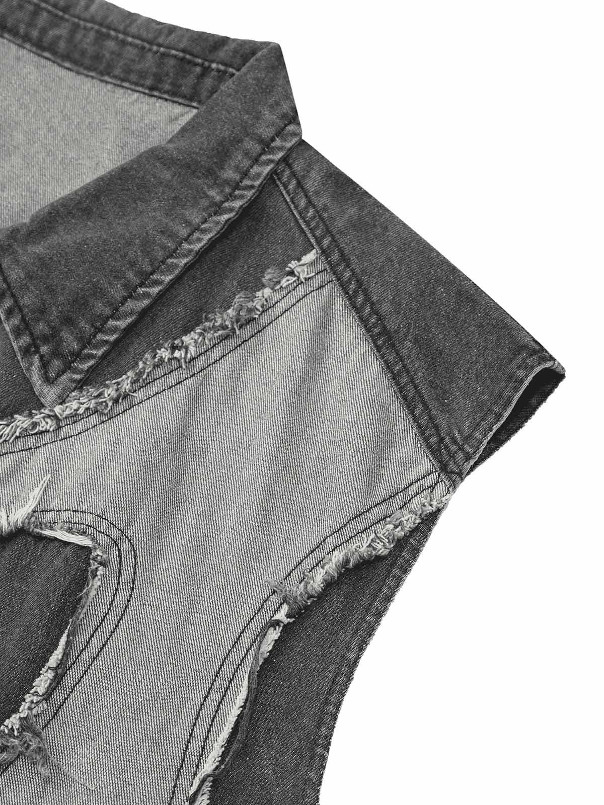 Concert Outfit Contrast Denim Heart Stitching Street Rap Vest Concert Outfit Contrast Denim Heart Stitching Street Rap Vest