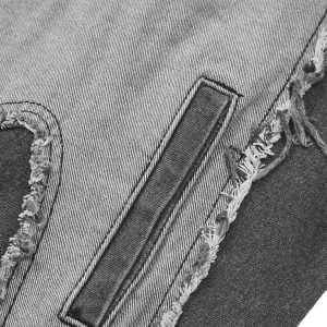 Concert Outfit Contrast Denim Heart Stitching Street Rap Vest