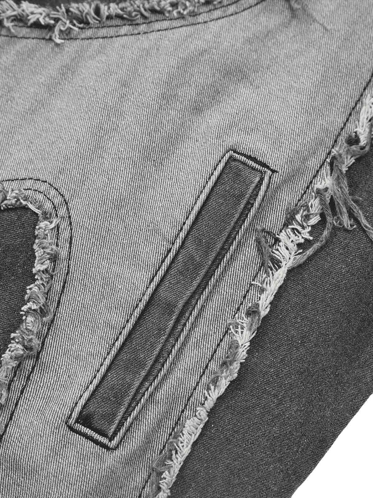 Concert Outfit Contrast Denim Heart Stitching Street Rap Vest Concert Outfit Contrast Denim Heart Stitching Street Rap Vest