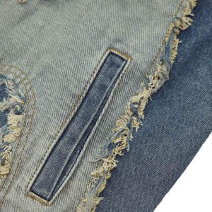 Concert Outfit Contrast Denim Heart Stitching Street Rap Vest