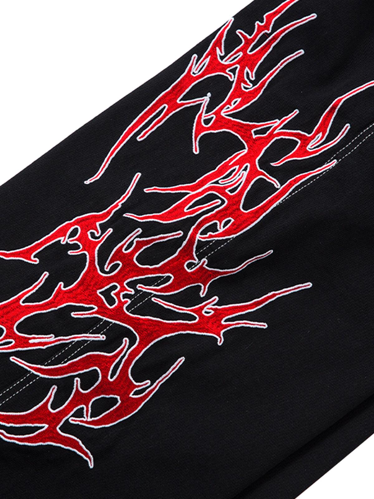 Concert Outfit Contrast Flame Embroidered Baggy Jeans Concert Outfit Contrast Flame Embroidered Baggy Jeans