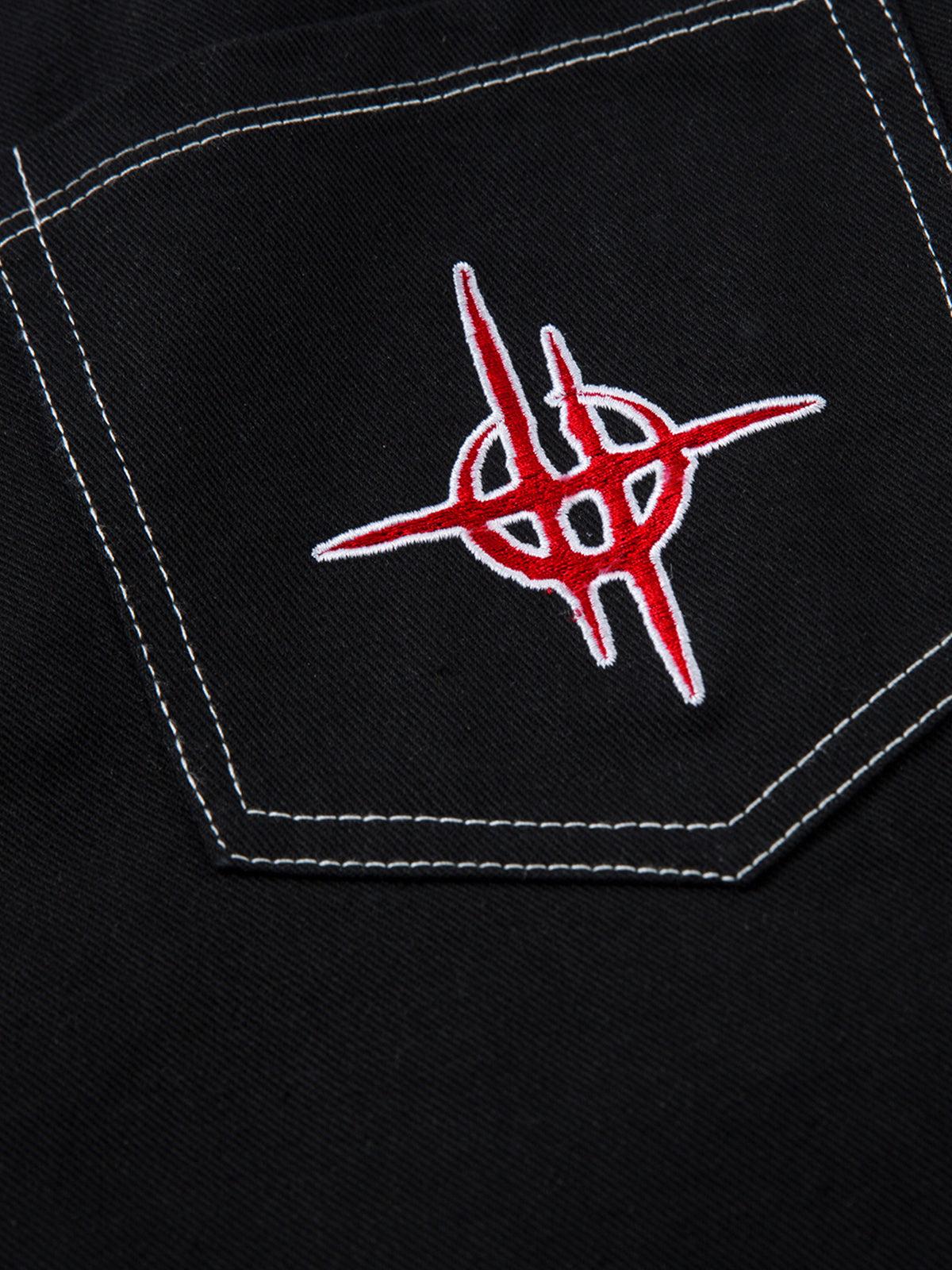 Concert Outfit Contrast Flame Embroidered Baggy Jeans Concert Outfit Contrast Flame Embroidered Baggy Jeans