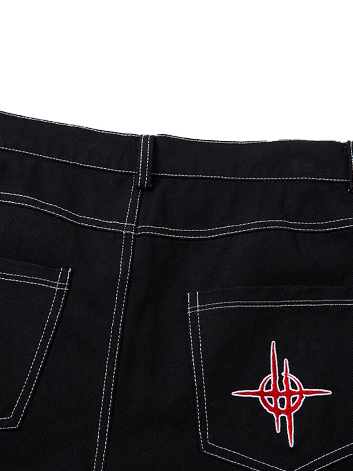 Concert Outfit Contrast Flame Embroidered Baggy Jeans Concert Outfit Contrast Flame Embroidered Baggy Jeans