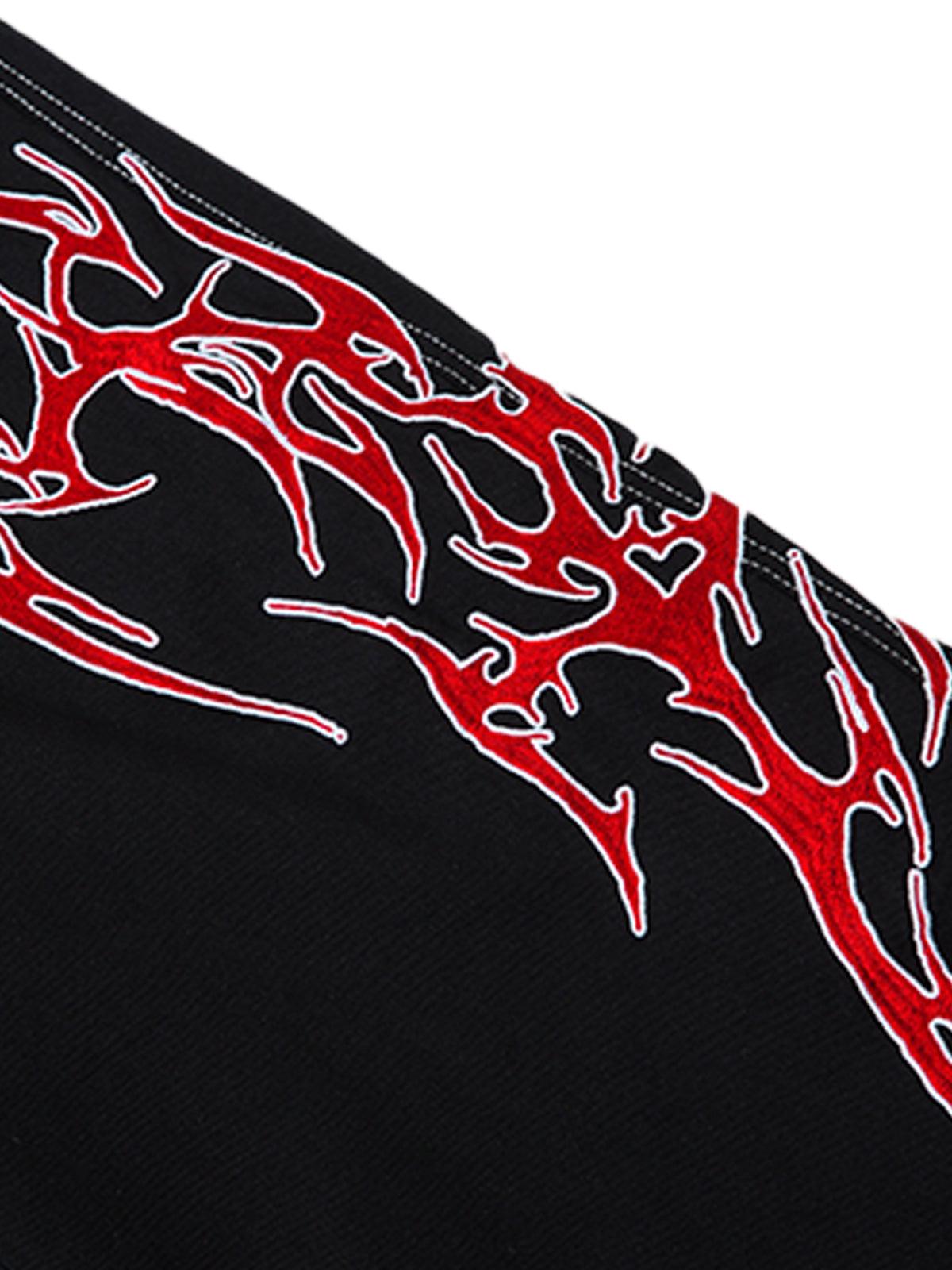 Concert Outfit Contrast Flame Embroidered Baggy Jeans Concert Outfit Contrast Flame Embroidered Baggy Jeans