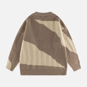 Concert Outfit Contrast Irregular Design Knit Sweater