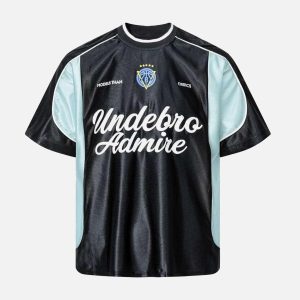 Concert Outfit Contrast Stitching Letter Jersey T-Shirt