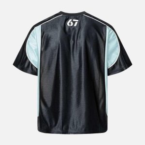 Concert Outfit Contrast Stitching Letter Jersey T-Shirt