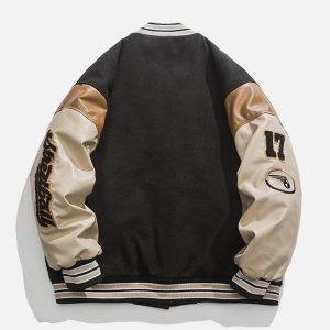 Concert Outfit Contrast Stitching Thicken Varsity Jacket