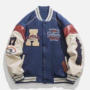 Concert Outfit Contrast Stitching Thicken Varsity Jacket