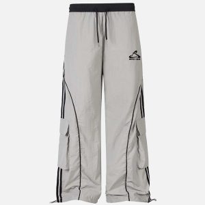 Concert Outfit Contrast Striped Drawstring Sweatpants