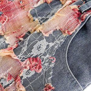 Concert Outfit Craftsmanship Ripped Floral Denim Shorts