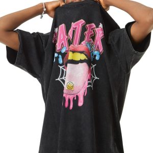 Concert Outfit Creative Fun Big Tongue Print T-Shirt