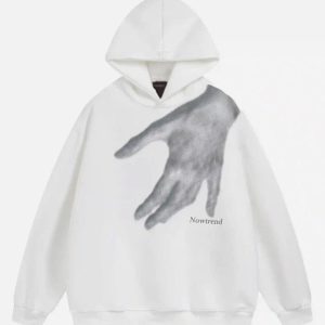 Concert Outfit Creative Handshake Print Hoodie