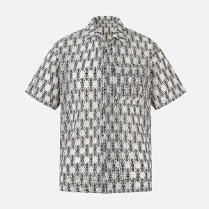 Concert Outfit Crochet Hollow Button-Up Shirt
