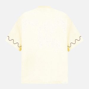 Concert Outfit Cross and Wave Print T-Shirt