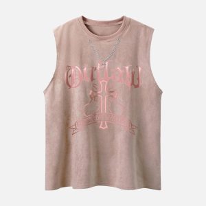 Concert Outfit Cross Chain Suede Street Rap Sleeveless Vest