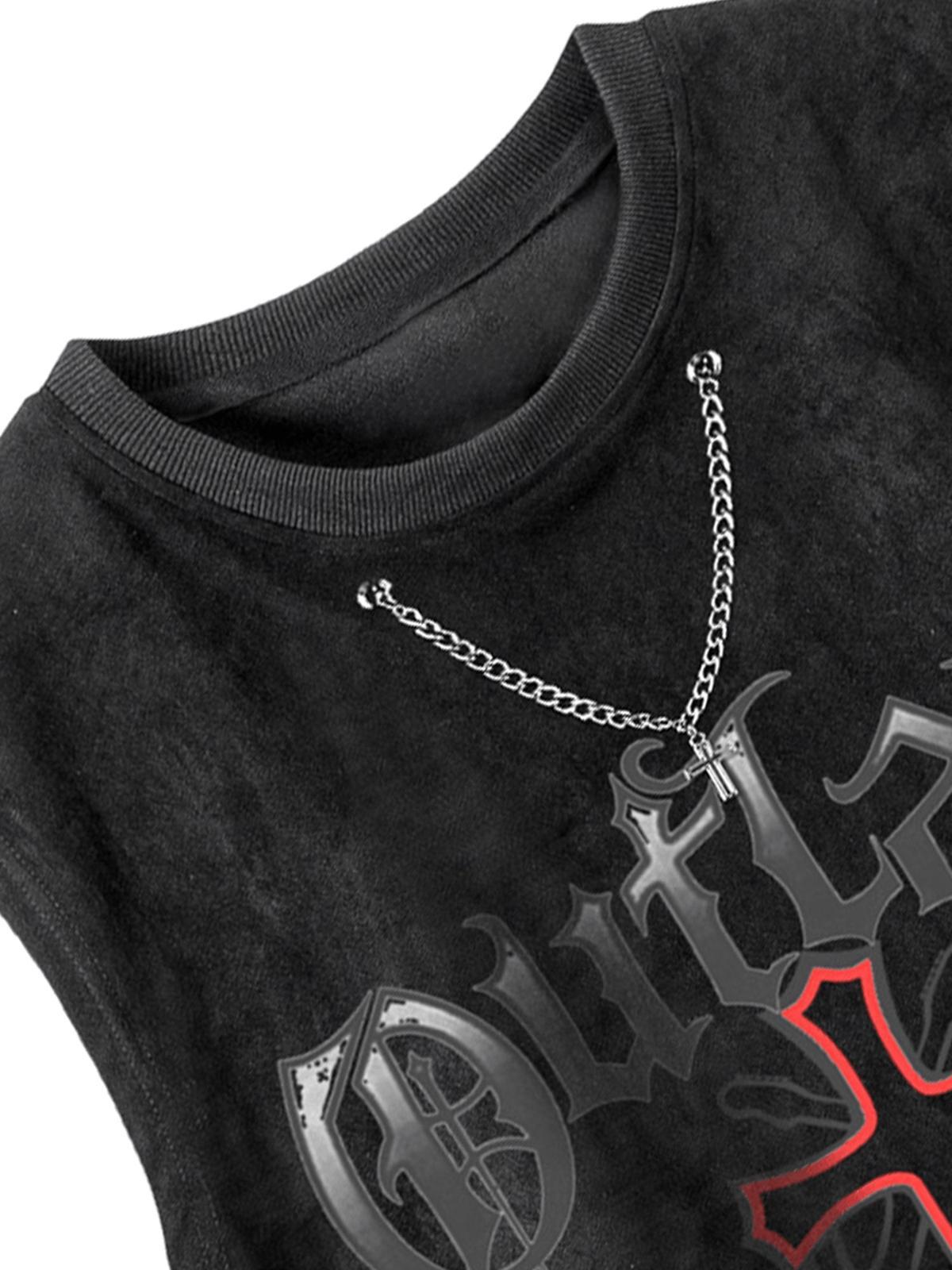 Concert Outfit Cross Chain Suede Street Rap Sleeveless Vest Concert Outfit Cross Chain Suede Street Rap Sleeveless Vest