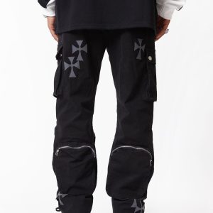 Concert Outfit Cross Printed Multi-Pocket Casual Pants