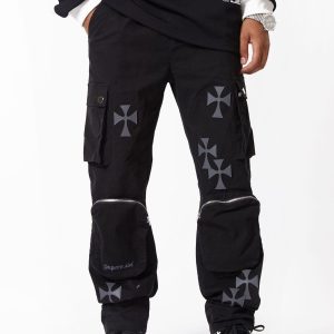 Concert Outfit Cross Printed Multi-Pocket Casual Pants