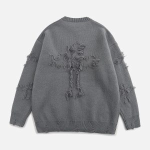 Concert Outfit Crosses Patchwork Sweater