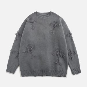 Concert Outfit Crosses Patchwork Sweater