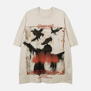Concert Outfit Crow Erosion Shadow Hip-Hop T-Shirt