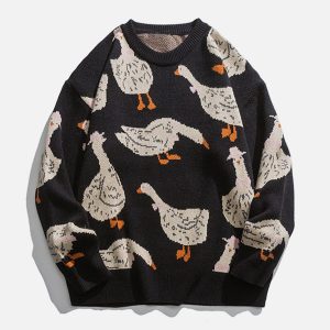 Concert Outfit Cute Duck Knit Sweater