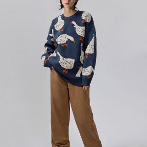 Concert Outfit Cute Duck Knit Sweater