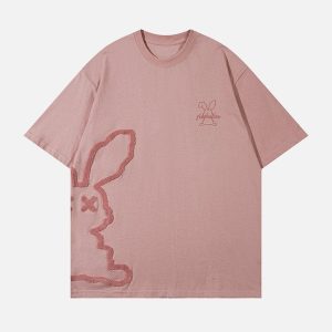 Concert Outfit Cutted Rabbit Embroidery Tee