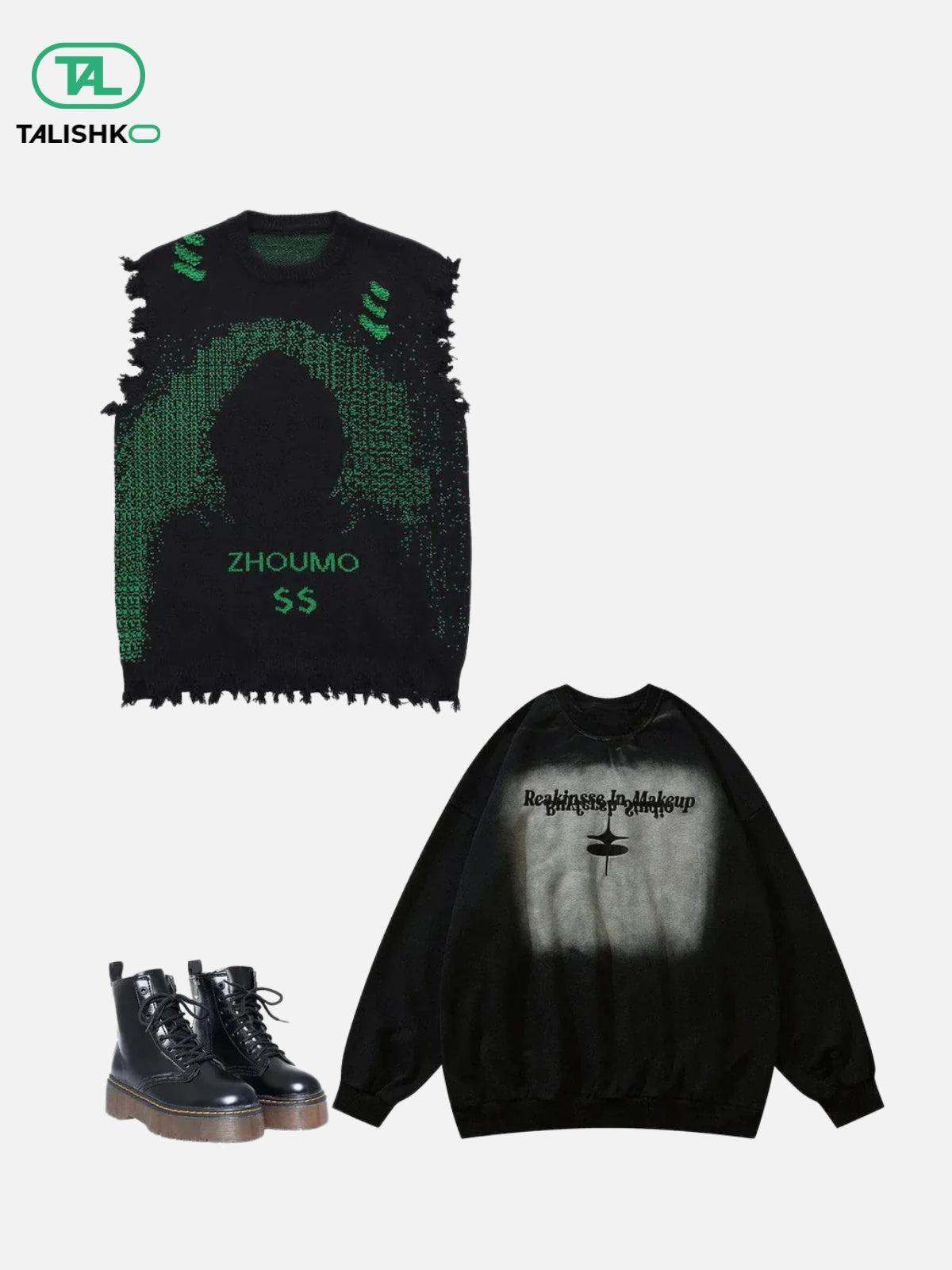 Concert Outfit Cyberpunk Dot Matrix Sweater Vest Concert Outfit Cyberpunk Dot Matrix Sweater Vest