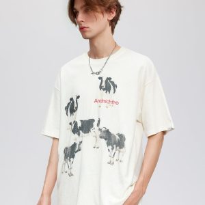 Concert Outfit Dairy Cow Print Cotton Tee