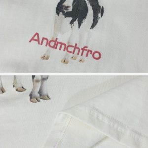 Concert Outfit Dairy Cow Print Cotton Tee