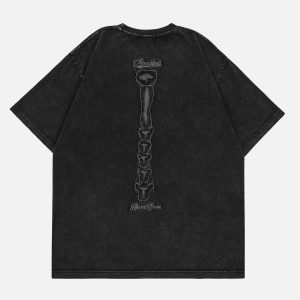 Concert Outfit Dark Bones Washed Short-Sleeved T-Shirt
