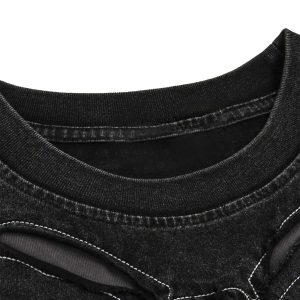 Concert Outfit Dark Bones Washed Short-Sleeved T-Shirt