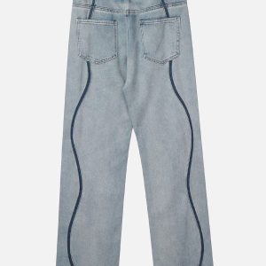 Concert Outfit Dark Color Curve Patchwork Jeans