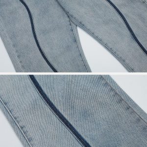 Concert Outfit Dark Color Curve Patchwork Jeans