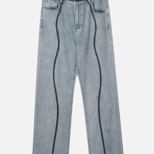 Concert Outfit Dark Color Curve Patchwork Jeans