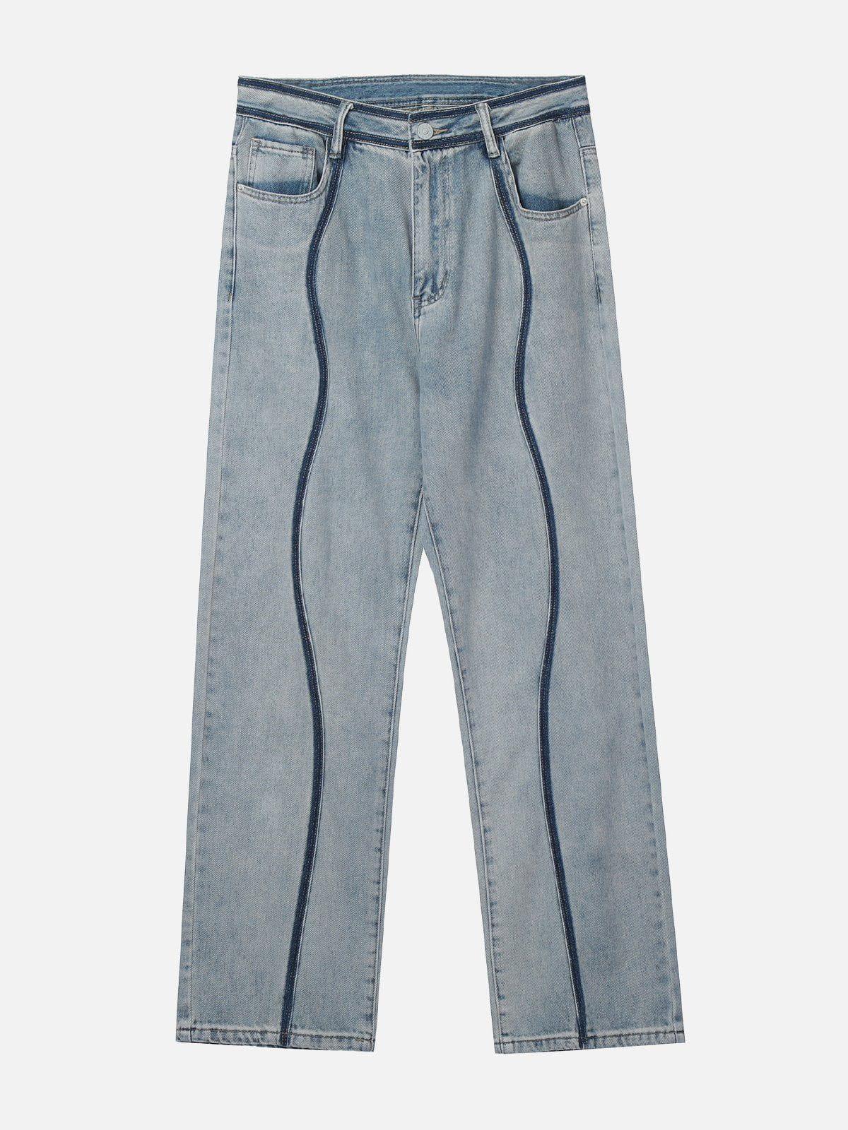 Concert Outfit Dark Color Curve Patchwork Jeans Concert Outfit Dark Color Curve Patchwork Jeans