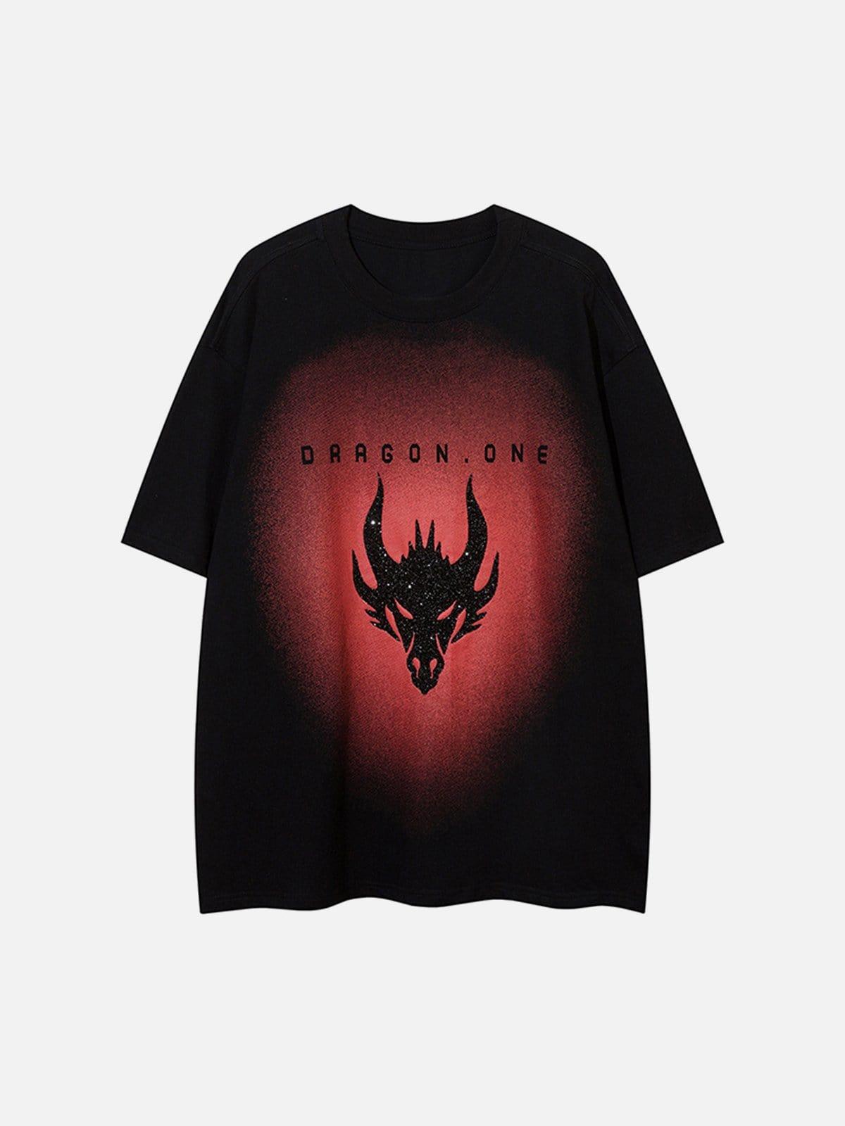 Concert Outfit Dark Style Dragon Print Tee Concert Outfit Dark Style Dragon Print Tee