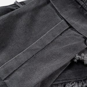 Concert Outfit Deconstruct Fringe Big Pocket Jeans