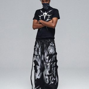 Concert Outfit Deconstructed Brushed Silver Ribbon Drawstring Pant