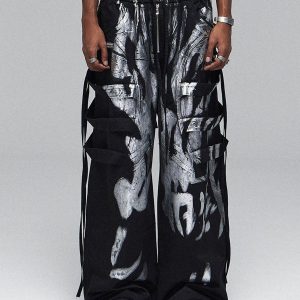 Concert Outfit Deconstructed Brushed Silver Ribbon Drawstring Pant