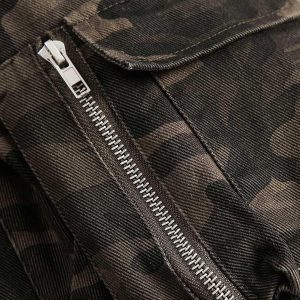 Concert Outfit Deconstructed Camouflage Workwear Cardigan Hooded Jacket