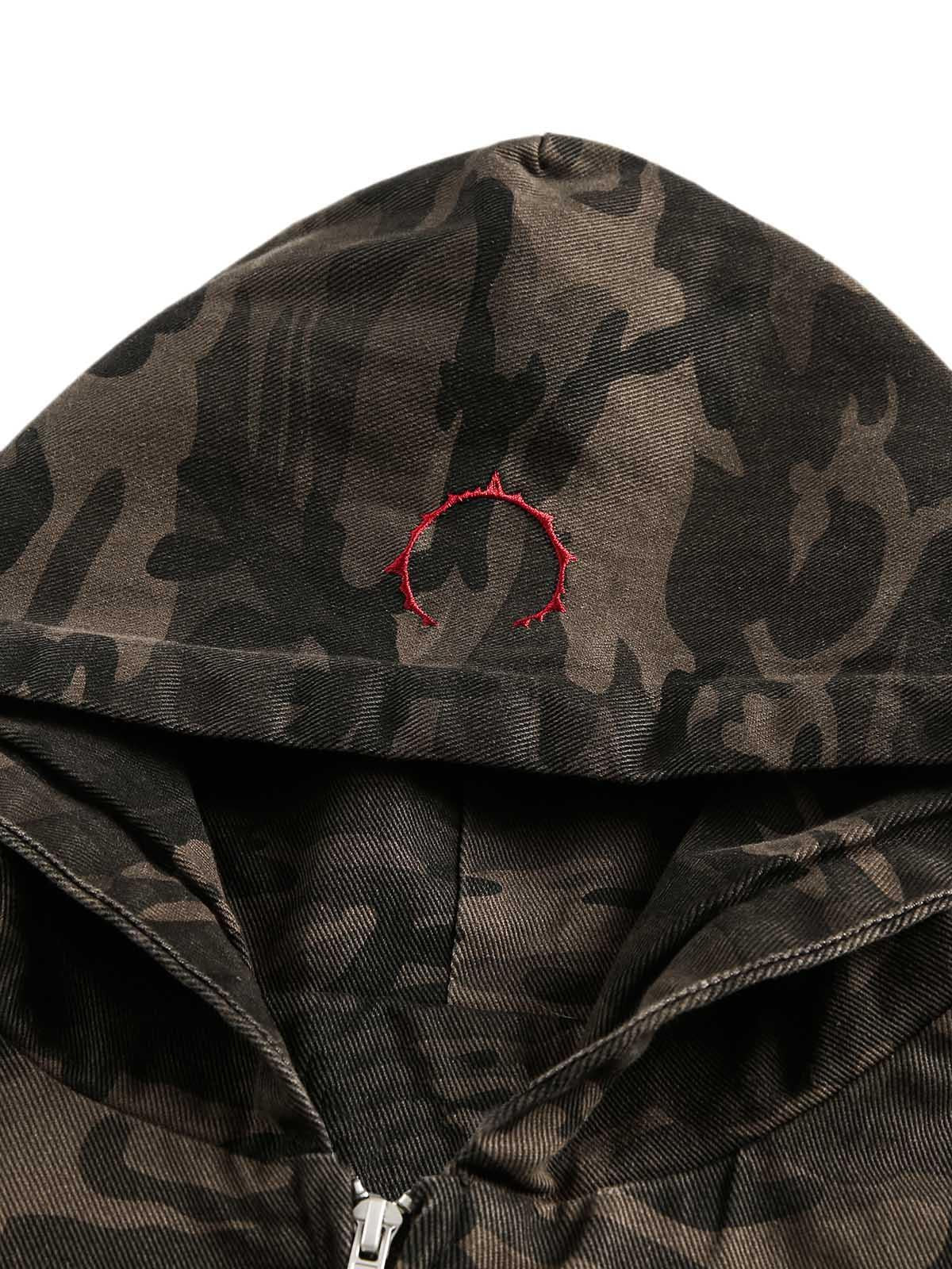 Concert Outfit Deconstructed Camouflage Workwear Cardigan Hooded Jacket Concert Outfit Deconstructed Camouflage Workwear Cardigan Hooded Jacket