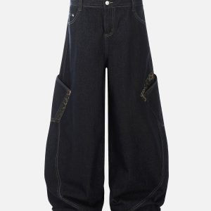 Concert Outfit Deconstructed Cheetah Print Baggy Barrel Jeans