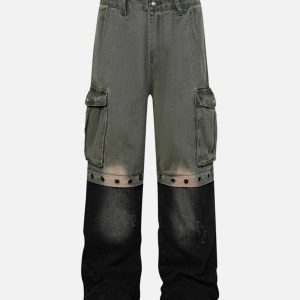 Concert Outfit Deconstructed Detachable Split Cargo Jeans