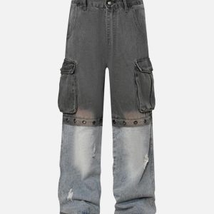 Concert Outfit Deconstructed Detachable Split Cargo Jeans